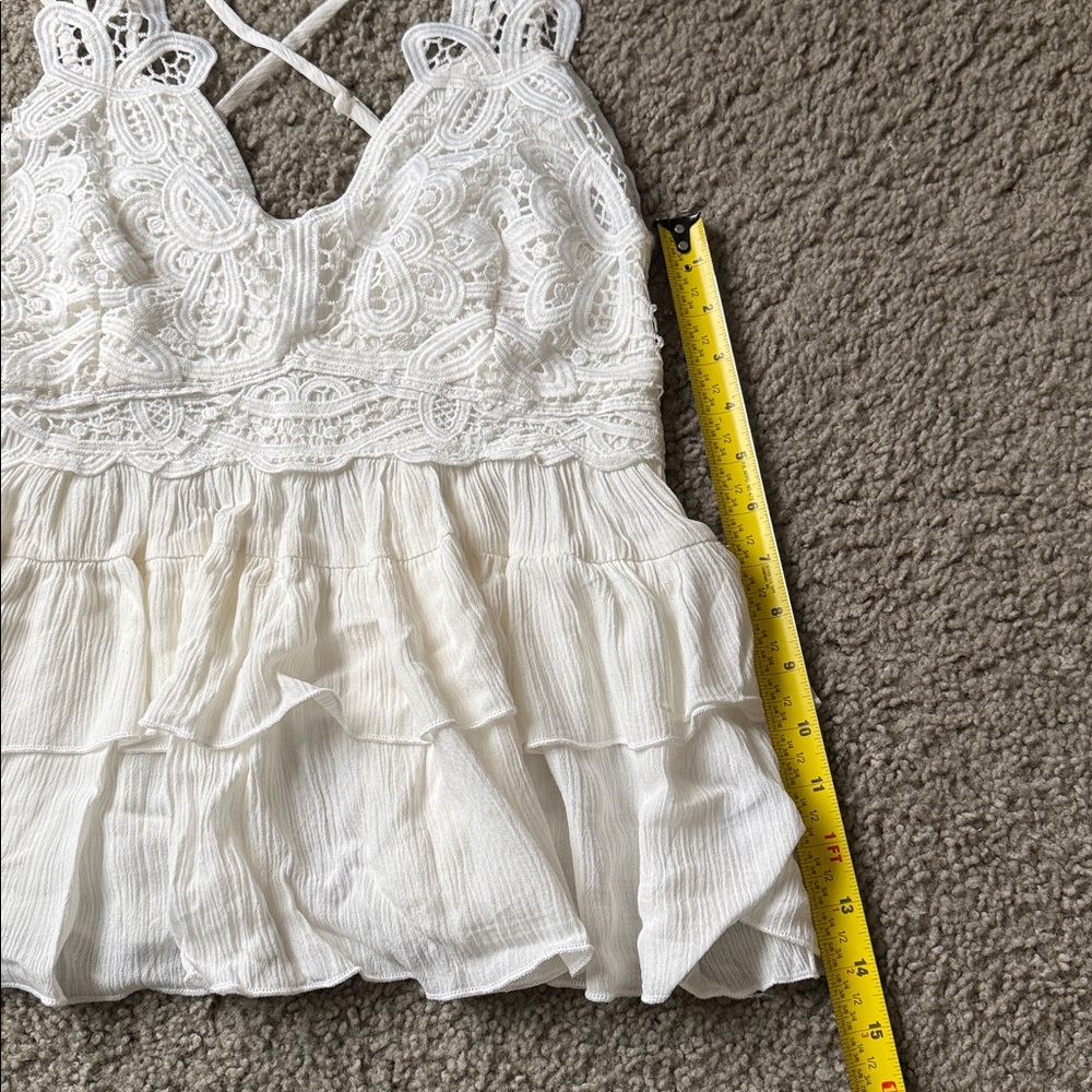 MAIN STRIP White Crocheted Lace Cami Babydoll Tank; size medium - Picture 6 of 6